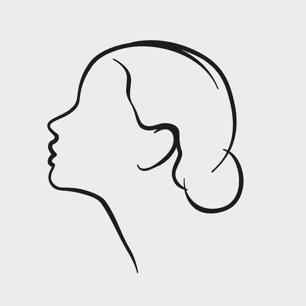 Female profile Linear drawing for cosmetology