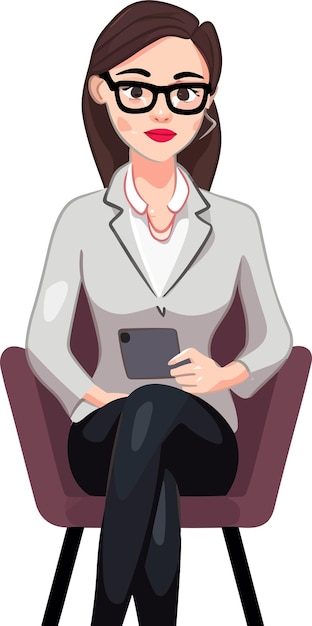 Vector a female psychologist wearing a suit and glasses