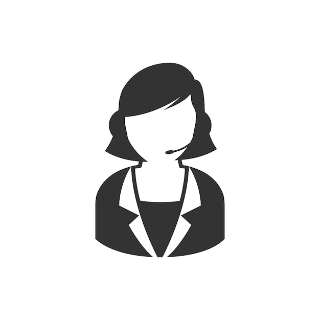 Female receptionist icon in black and white