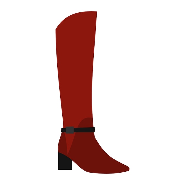 Female red fashion boots icon in flat style on a white background