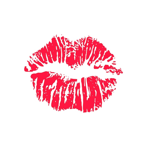 Vector female red lipstick kiss isolated on white background lipstick kisses on white background vector illustration