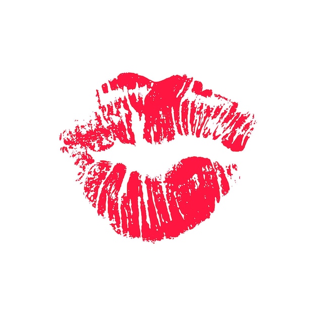 Vector female red lipstick kiss isolated on white background lipstick kisses on white background vector illustration