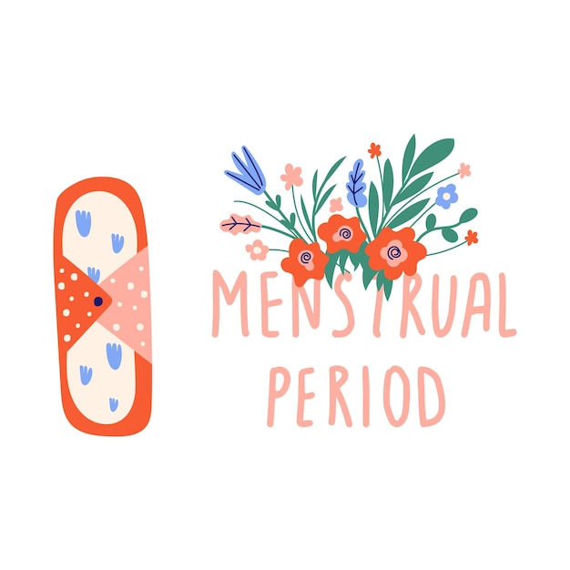 Female regular menstrual pad cycle concept Women period menstruation premenstrual syndrome uterus Hand draw vector illustrations