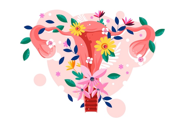 Female reproductive system with flowers