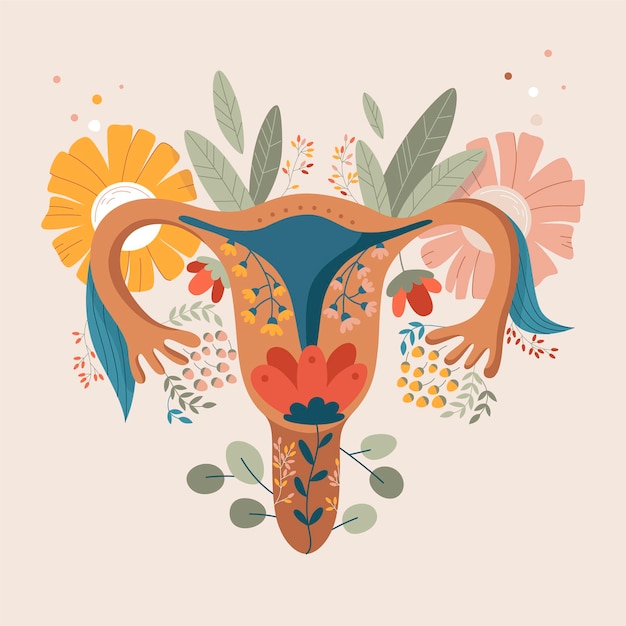 Vector female reproductive system with flowers