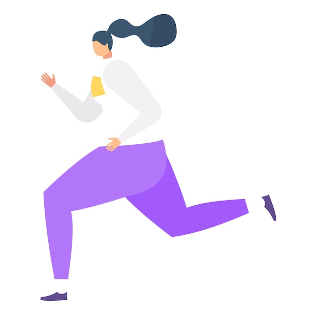 Vector female runner in motion wearing purple pants active lifestyle and jogging concept vector