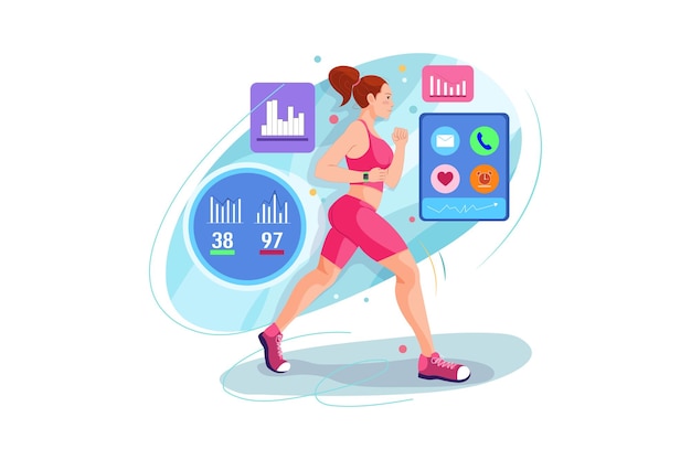 Female runner wearing smartwatch