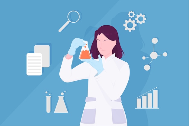 Vector female scientist illustration