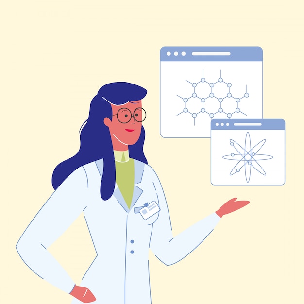 Vector female scientists cartoon vector illustration