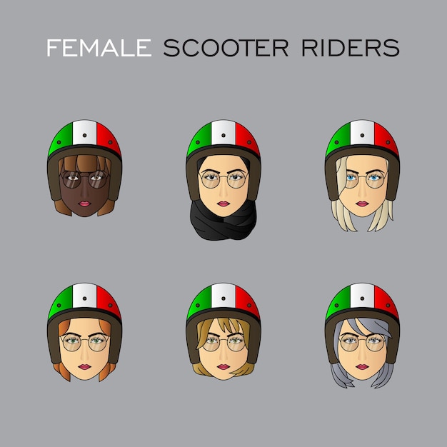 Avatar di motociclisti femminili che indossano occhiali