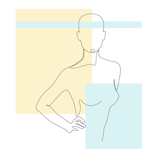 Female silhouette on a geometric background line art vector