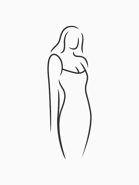 Female silhouette in minimal line art style