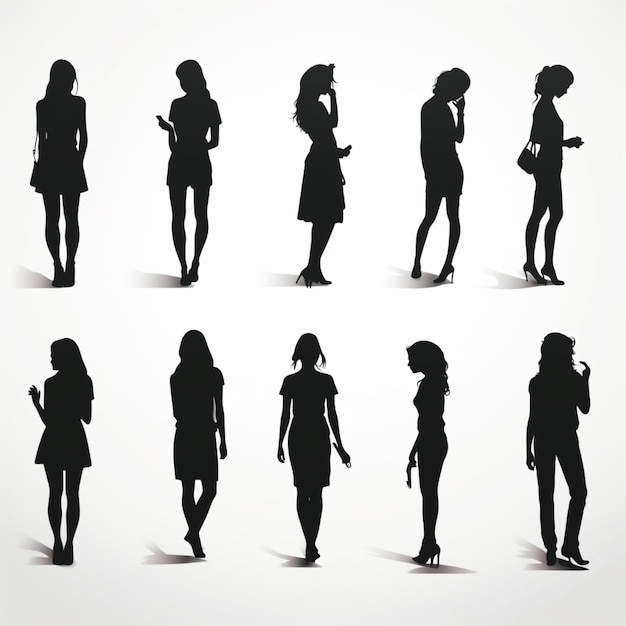 Female silhouettes cartoon vector