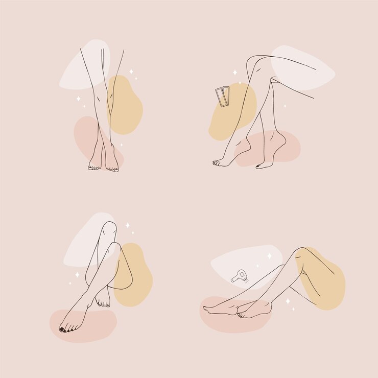 여성의 부드러운 다리. 제모.
