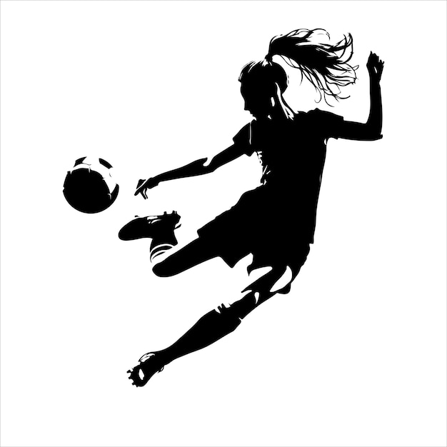 Vettore silhouette vettoriale di calciatrici o calciatori femminili