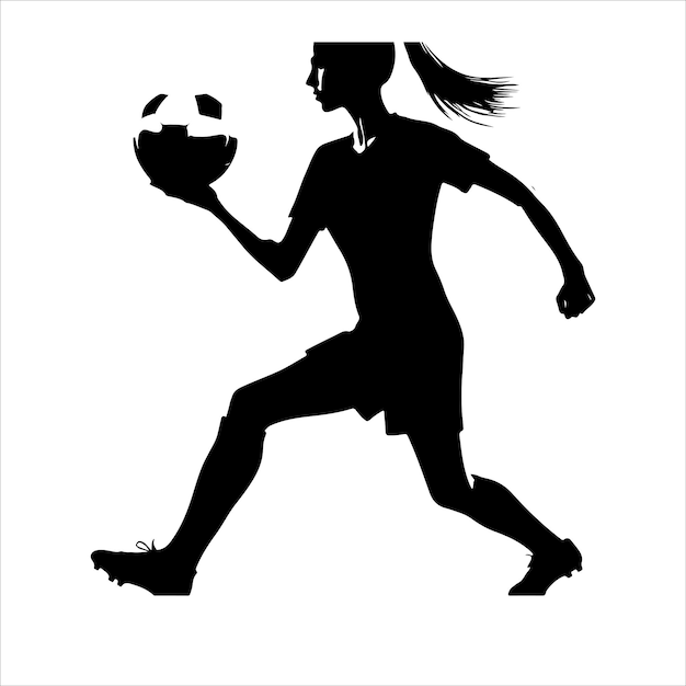 female soccer or football players vector silhouette