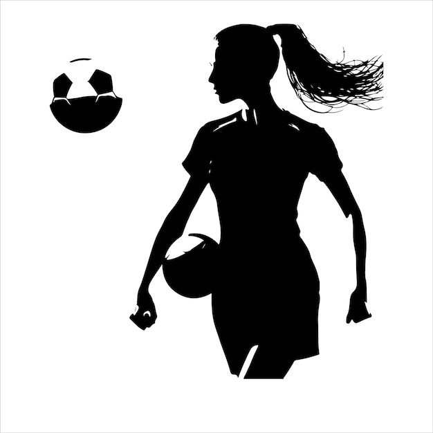 female soccer or football players vector silhouette