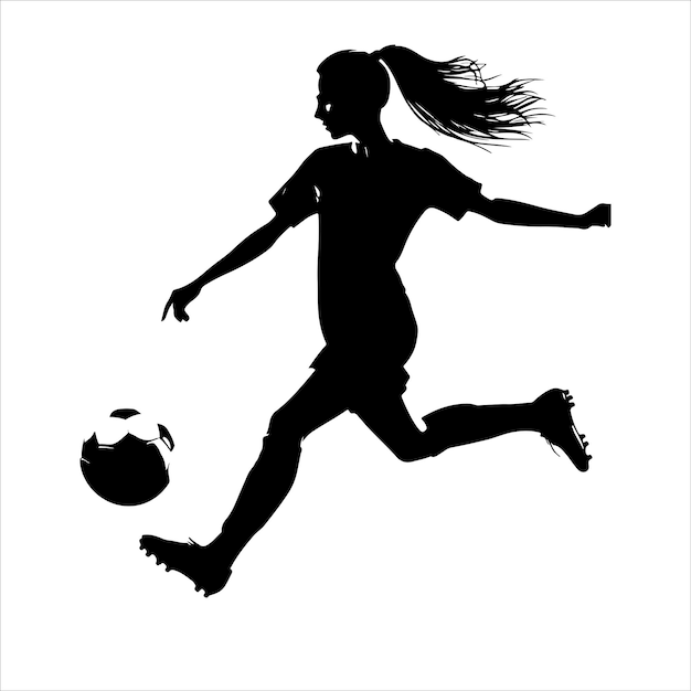 Vettore silhouette vettoriale di calciatrici o calciatori femminili