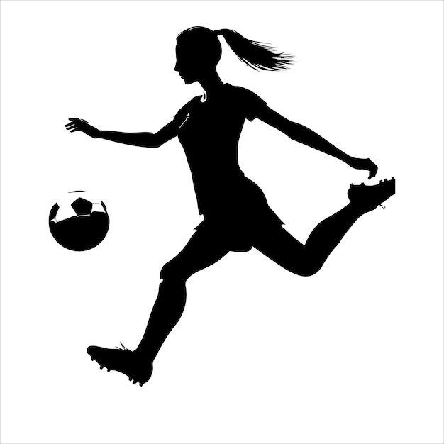 female soccer or football players vector silhouette