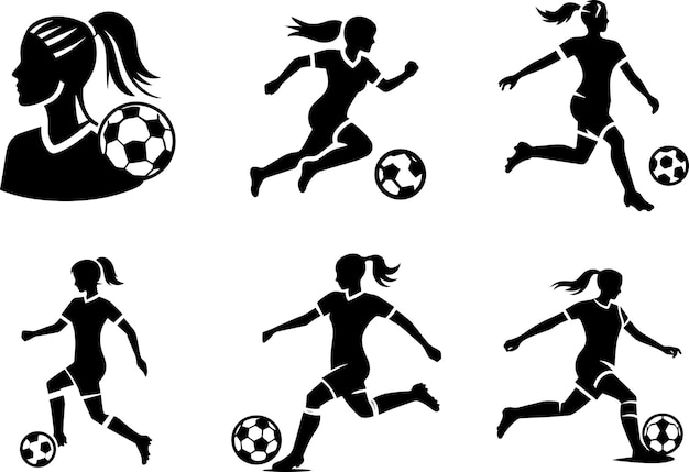 female soccer player icon vector silhouette 4