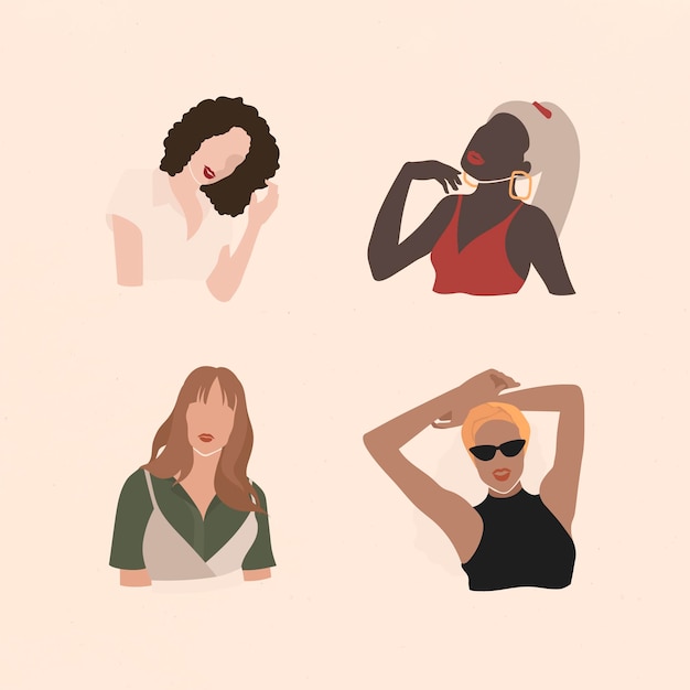 Female social media influencers collection vector