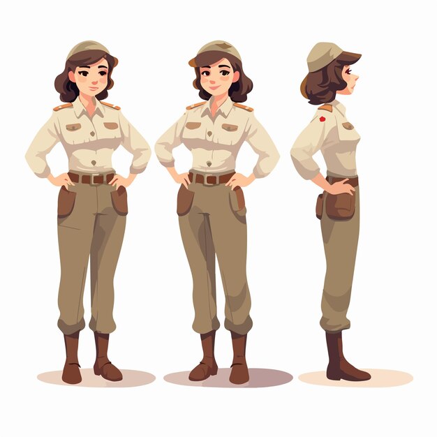 Female soldier in flat design AI Generation