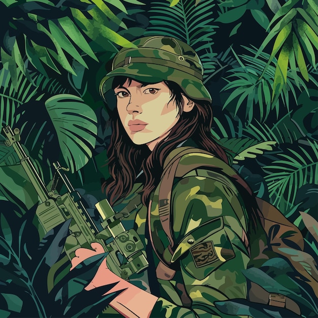 female soldier illustration