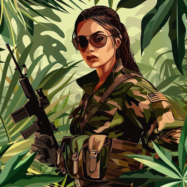 female soldier illustration