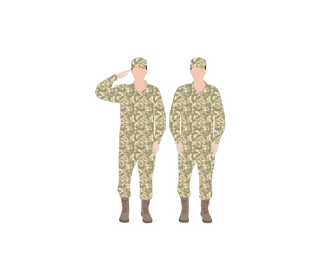 Female soldiers vector character of the national forces and the concept of the military army, EPS