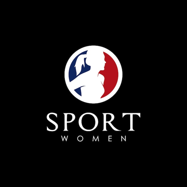 Design del logo della vita sana della ragazza di sport femminile