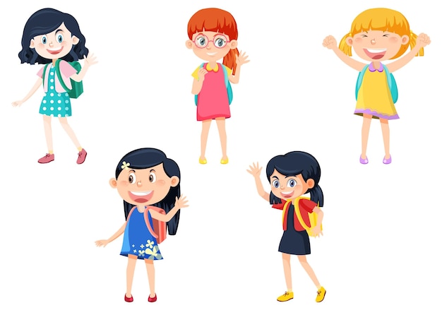 female student cartoon character with backpack
