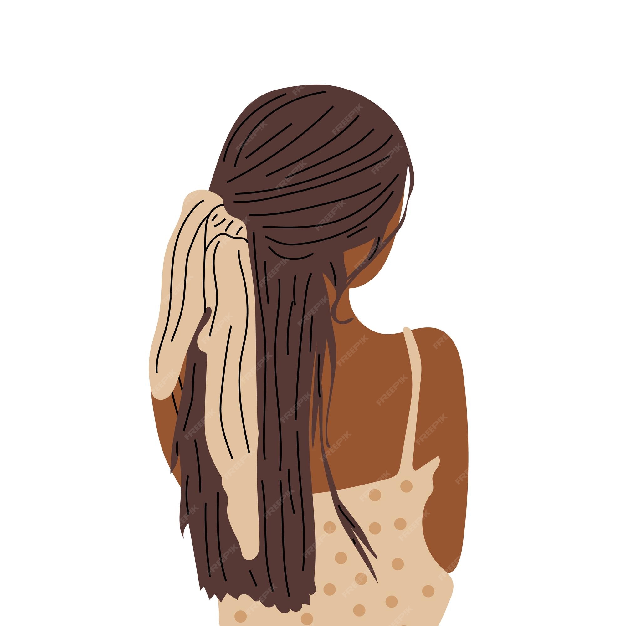 Premium Vector | Female stylish hairstyle and accessory. young woman haircut back view head, Premium Vector | Female stylish hairstyle and accessory. young woman haircut back view head,