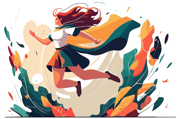 Женская супергероиня Векторный иллюстрационный дизайн