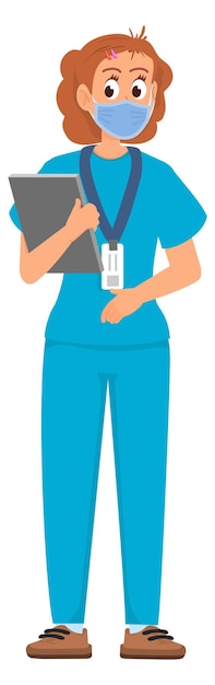 Female surgeon in medical mask Woman doctor character