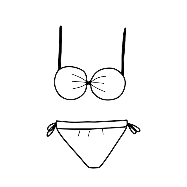 Vector female swimsuit vector sketch illustration isolated on white background swimsuit hand drawn outline doodle icon