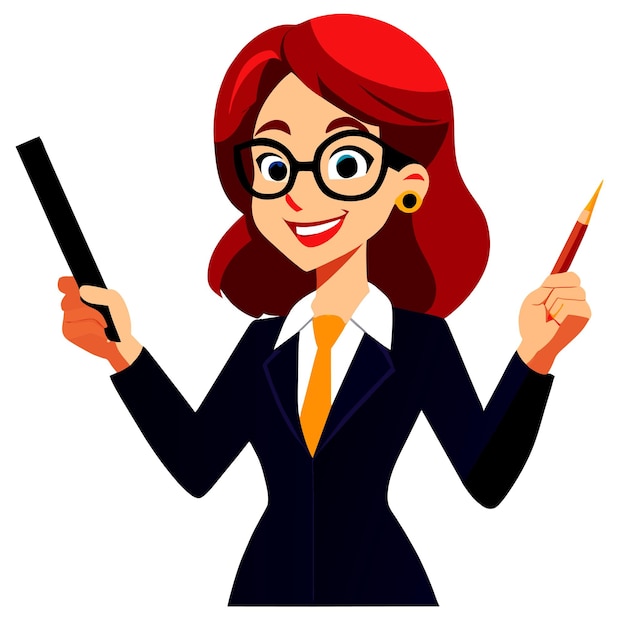 Female teacher hand drawn flat stylish cartoon sticker icon concept isolated illustration