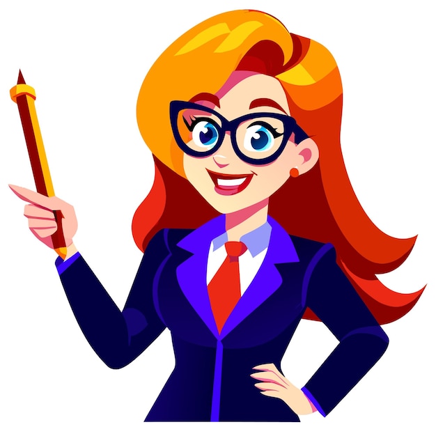 Vector female teacher hand drawn flat stylish cartoon sticker icon concept isolated illustration