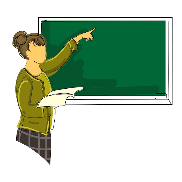 ベクトル 黒板を指さして数学を教える女性教師や教授ベクトル隔離イラスト