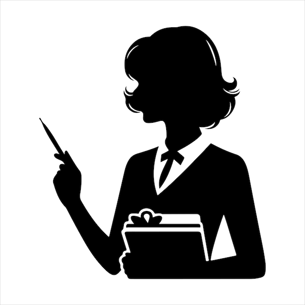 Vector female teacher silhouette vector teacher teaching in front of class