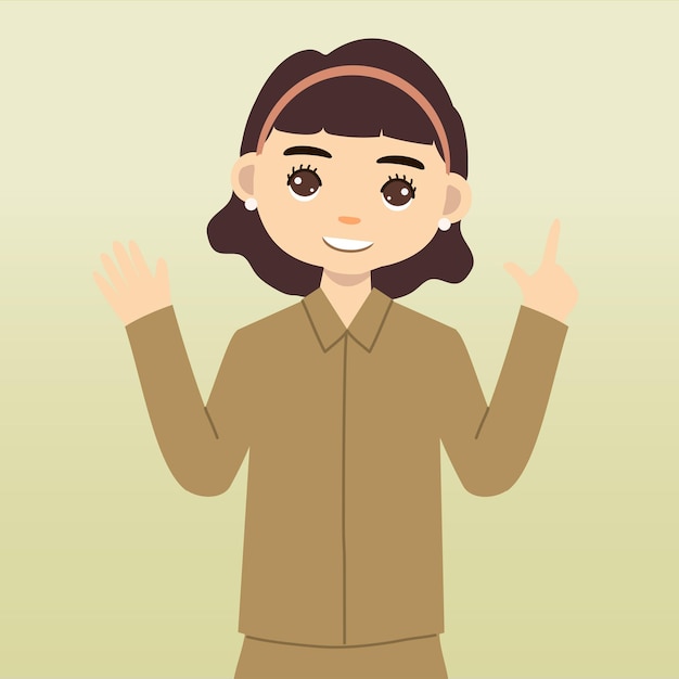 学校のイラストで制服を着た女教師