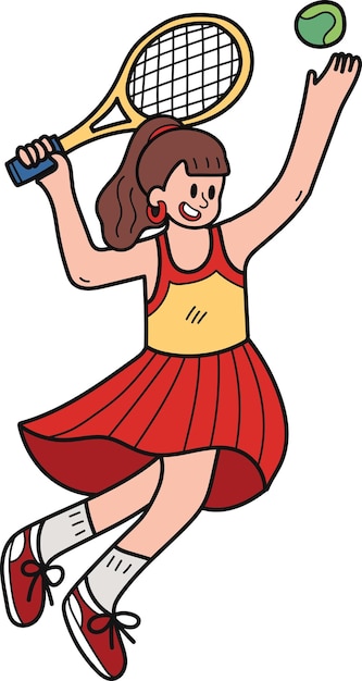 落書き風の女子テニス選手イラスト