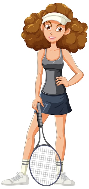 Vector female tennis player with racket