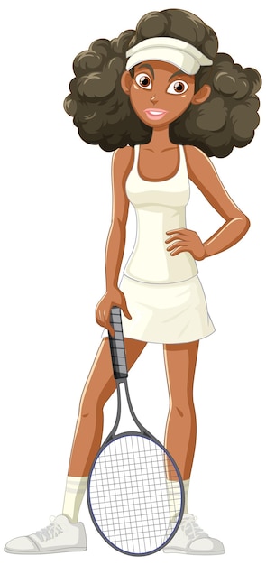 Vector female tennis player with racket