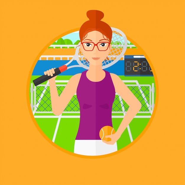 Vector female tennis player.