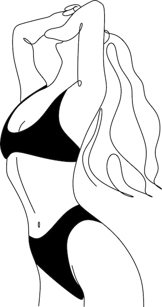 Vector female vector abstract silhouette in bra and panties woman in black lingerie vector illustration