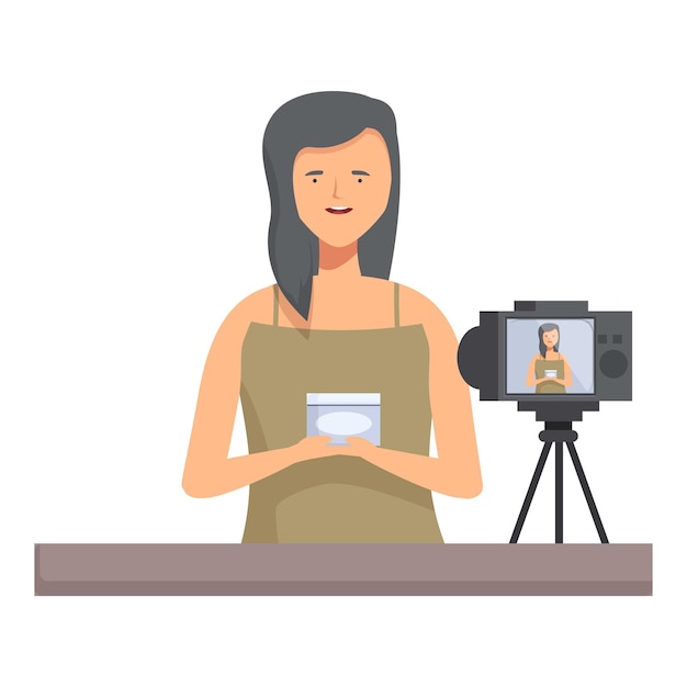 female vlogger recording content in studio