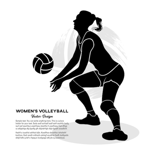 Female volleyball player passing the ball. Vector illustration