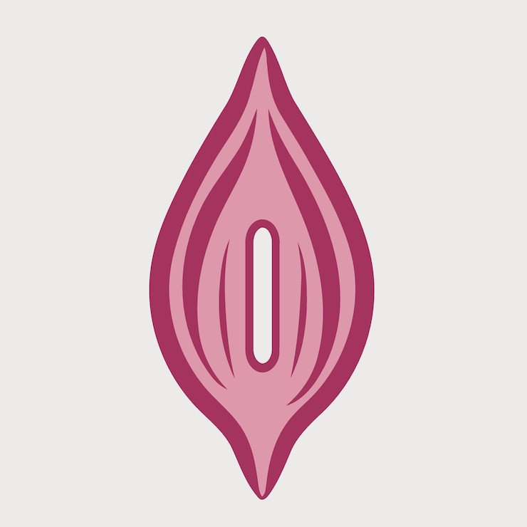 Vector female vulva icon logo for gynecological health theme