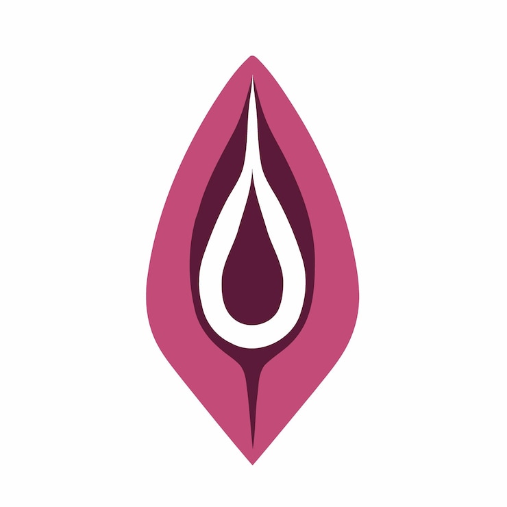 Vector female vulva icon logo for gynecological health theme
