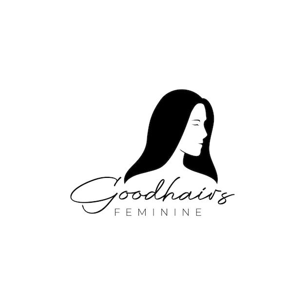 Female with long hair straight logo design